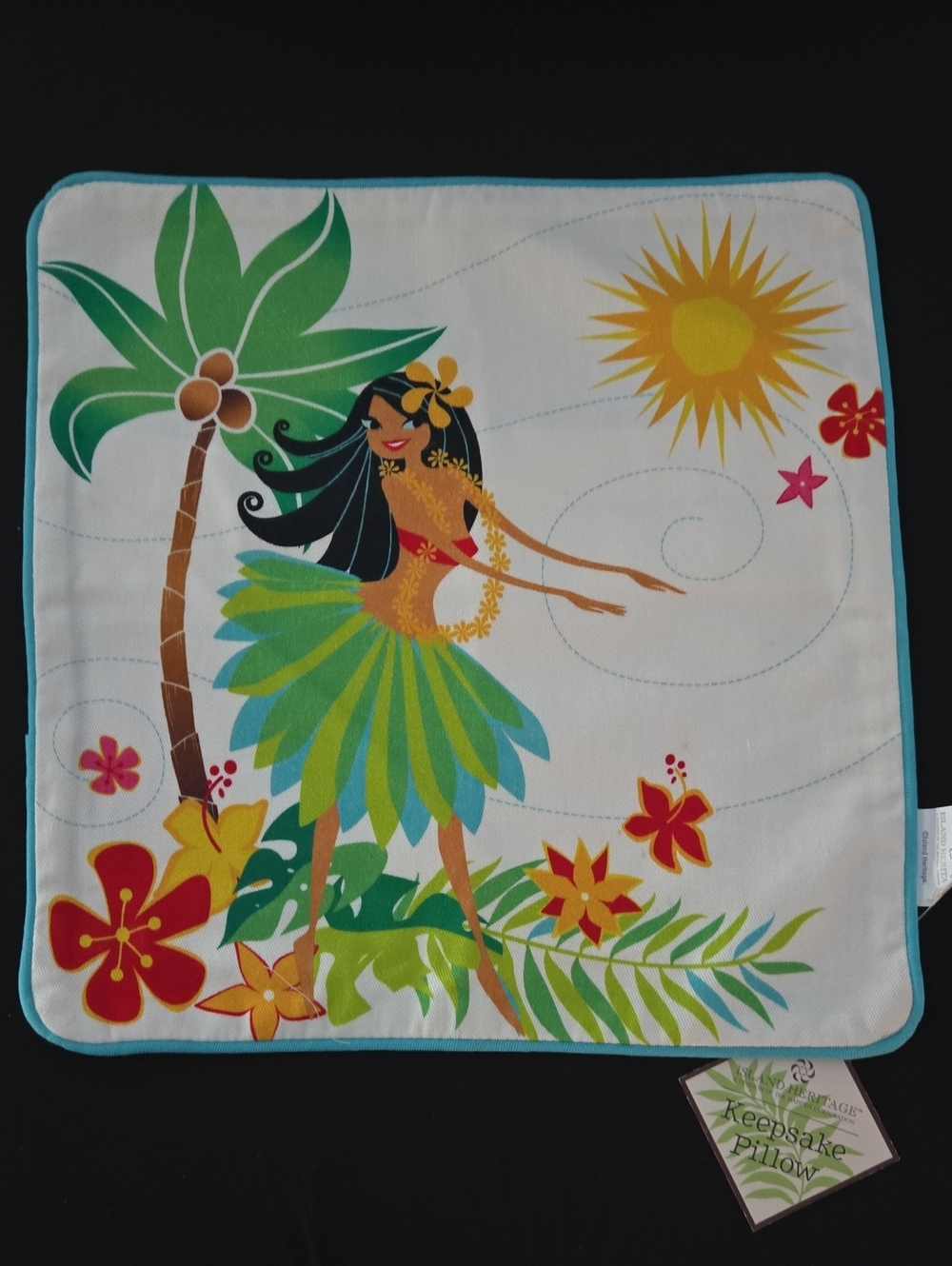 Island Heritage Hawaiian Hula Girl  Pillow Cover 100% Cotton NWT 12"x12"